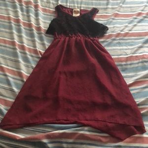 Maroon dress with lace